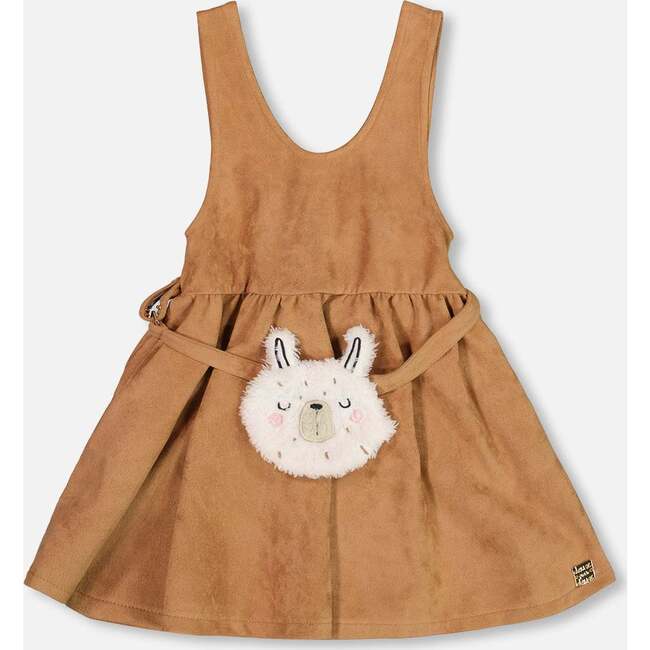 Stretch Suede Effect Jumper with Llama Bag, Light Pecan Brown