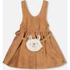 Stretch Suede Effect Jumper with Llama Bag, Light Pecan Brown - Dresses - 1 - thumbnail