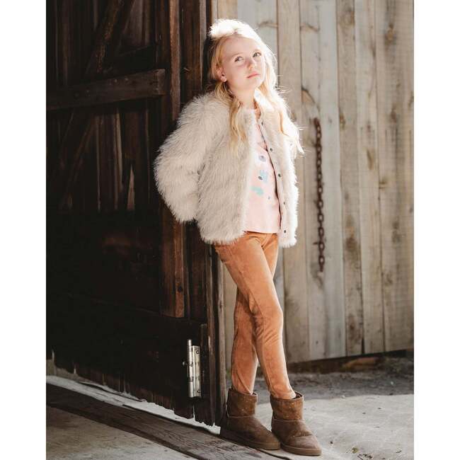 Stretch Suede Treggings, Light Pecan Brown - Leggings - 2