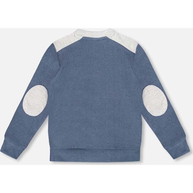 Super Soft Long Sleeve Flat Back Rib Top with Elbow Patches, Navy Blue - Sweatshirts - 3