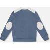 Super Soft Long Sleeve Flat Back Rib Top with Elbow Patches, Navy Blue - Sweatshirts - 3