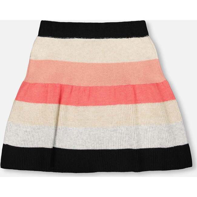 Striped Knit Skirt Beige Black and Pink, Beige, Black and Pink - Skirts - 3