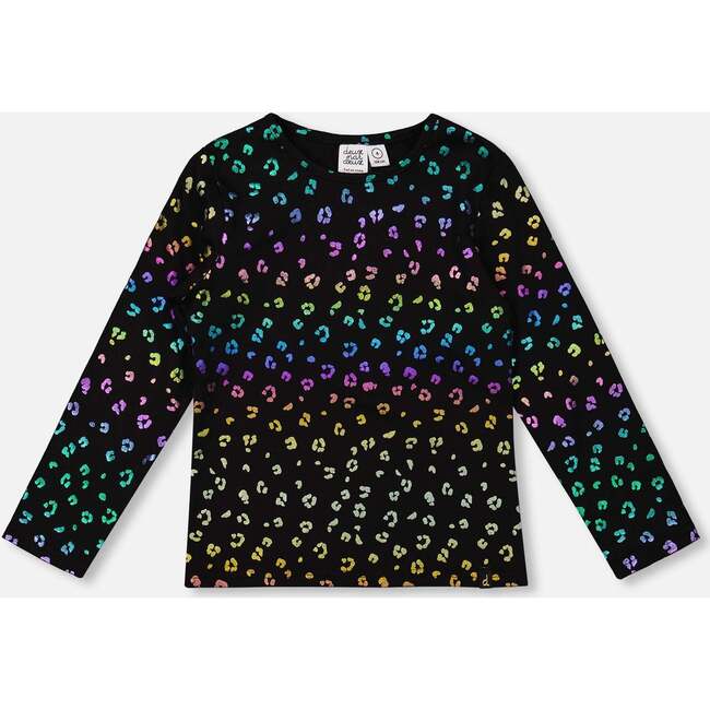 Stretch Jersey T-Shirt, Multicolor Leopard Print