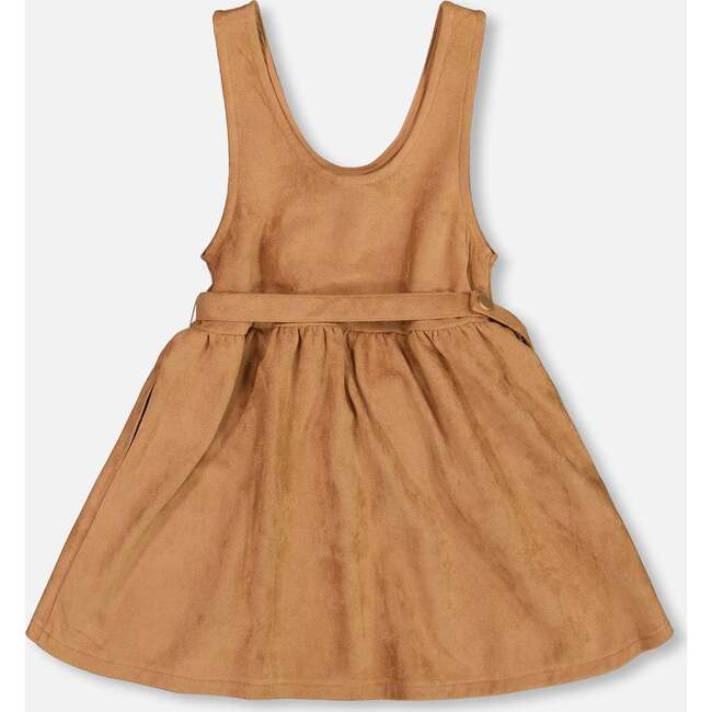 Stretch Suede Effect Jumper with Llama Bag, Light Pecan Brown - Dresses - 3