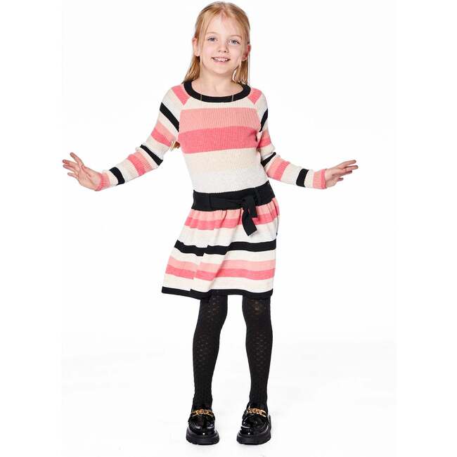 Striped Knit Dress Beige Black and Pink, Beige, Black and Pink - Dresses - 2