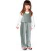 Stretch Velour Faux-Layered Overalls, Jade Green - Overalls - 3