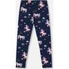 Stretch Jersey Leggings, Navy Unicorn Print - Leggings - 3
