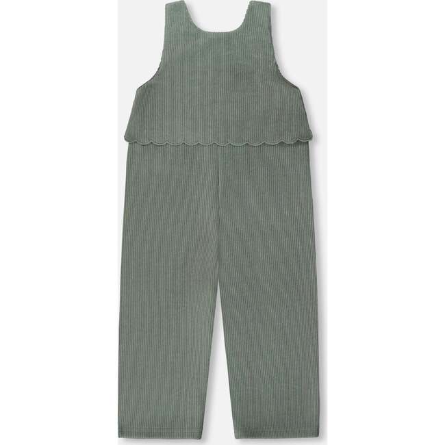 Stretch Velour Faux-Layered Overalls, Jade Green - Overalls - 4