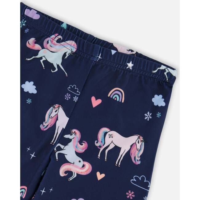 Stretch Jersey Leggings, Navy Unicorn Print - Leggings - 4