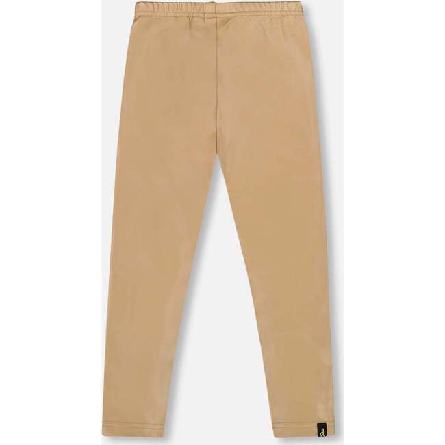 Stretch Shiny Leggings, Golden Beige - Leggings - 3
