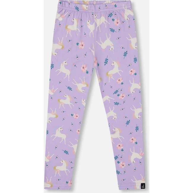 Stretch Jersey Leggings, Lilac Unicorn Print