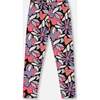 Stretch Jersey Leggings, Black Retro Flower Print - Leggings - 1 - thumbnail