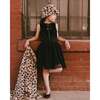 Sleeveless Bi-Material Velour and Mesh Dress, Black - Dresses - 2