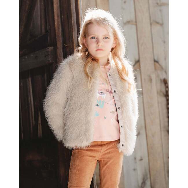 Short Faux Fur Coat, Beige - Jackets - 2