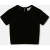 Short Sleeve Stretch Velour Top, Black - T-Shirts - 1 - thumbnail