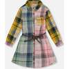 Shirt Dress with Belt Green Pink and Yellow, Green, Pink and Yellow - Dresses - 1 - thumbnail
