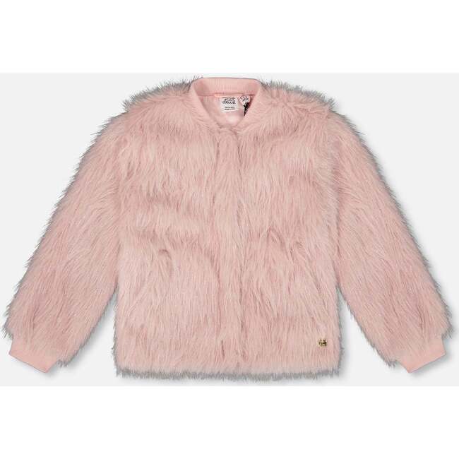 Short Faux Fur Coat, Dusty Pink