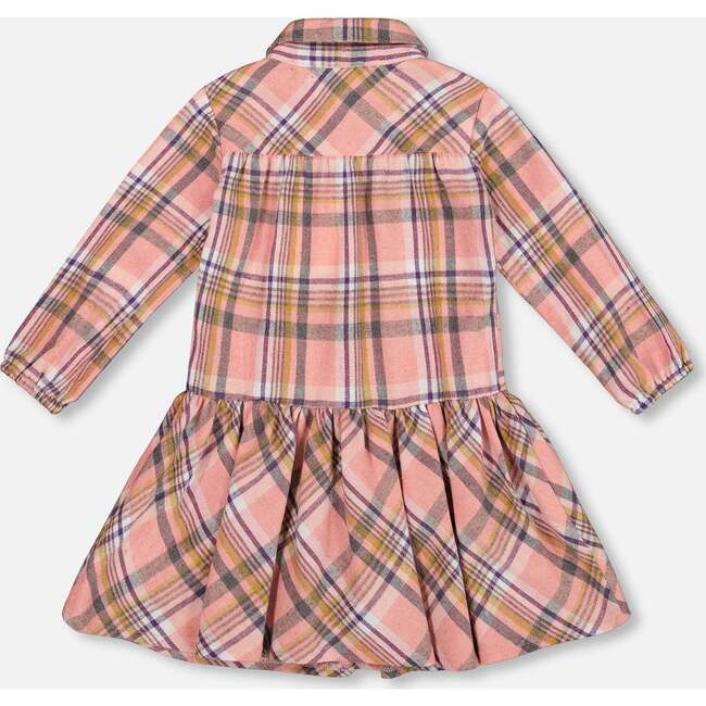 Shirt Plaid Dress with Frill, Pink, Yellow and Gray - Dresses - 3