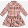 Shirt Plaid Dress with Frill, Pink, Yellow and Gray - Dresses - 3