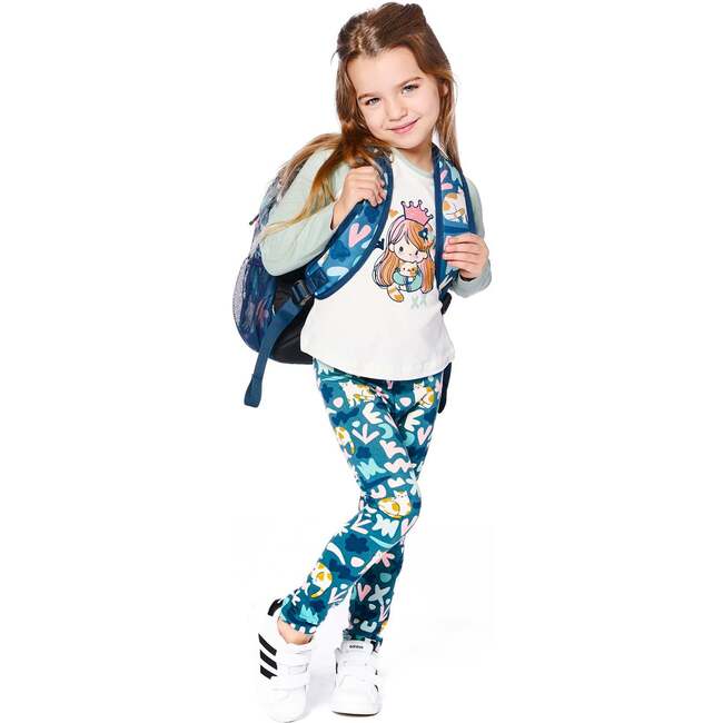 Stretch Jersey Leggings, Green Cat Print - Leggings - 2