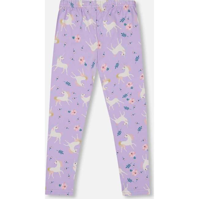 Stretch Jersey Leggings, Lilac Unicorn Print - Leggings - 3