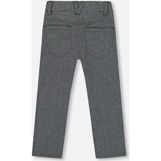 Stretch Jacquard Pants Grey Herringbone, Gray Chevrons - Pants - 3