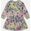 Stretch Fleece Dress, Sage Floral - Dresses - 1 - thumbnail