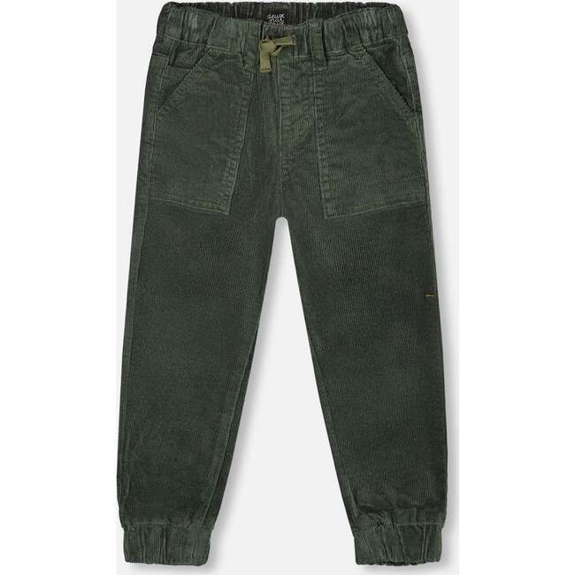 Stretch Corduroy Jogger Pants, Forest Green
