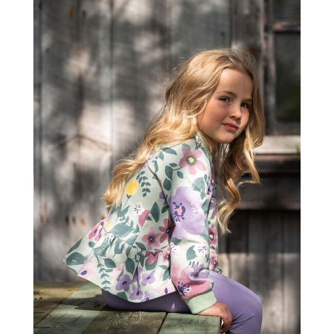 Stretch Fleece Sweatshirt, Sage Floral - Sweatshirts - 2