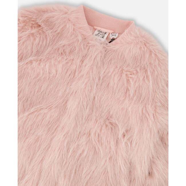 Short Faux Fur Coat, Dusty Pink - Jackets - 3