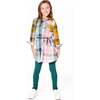 Shirt Dress with Belt Green Pink and Yellow, Green, Pink and Yellow - Dresses - 3