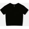 Short Sleeve Stretch Velour Top, Black - T-Shirts - 3