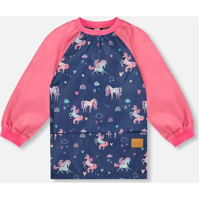 School Apron, Navy Unicorn Print