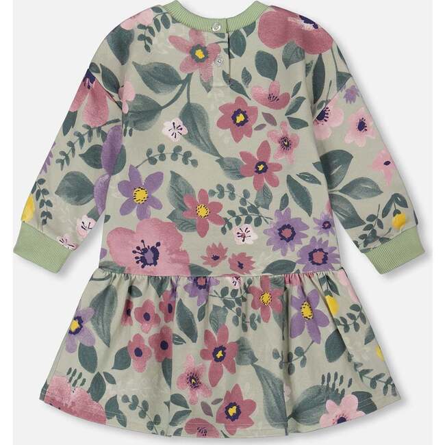 Stretch Fleece Dress, Sage Floral - Dresses - 3