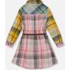 Shirt Dress with Belt Green Pink and Yellow, Green, Pink and Yellow - Dresses - 4