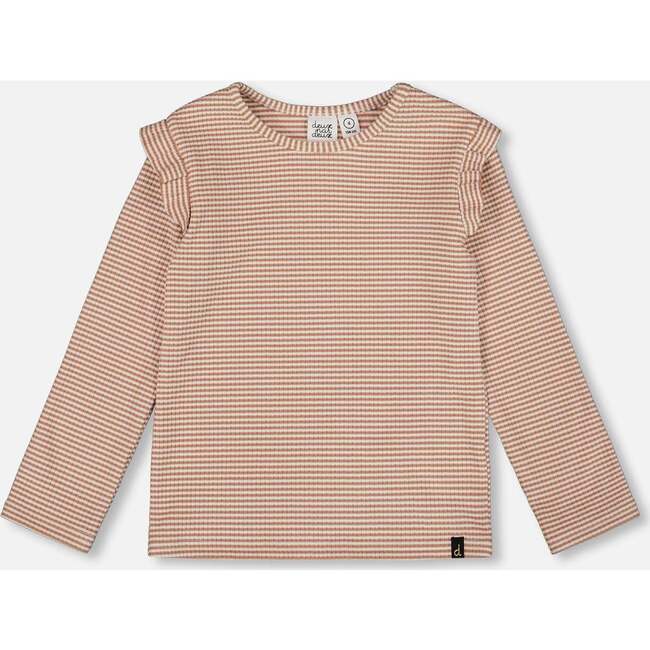 Rib Striped Top, Beige and Off-White