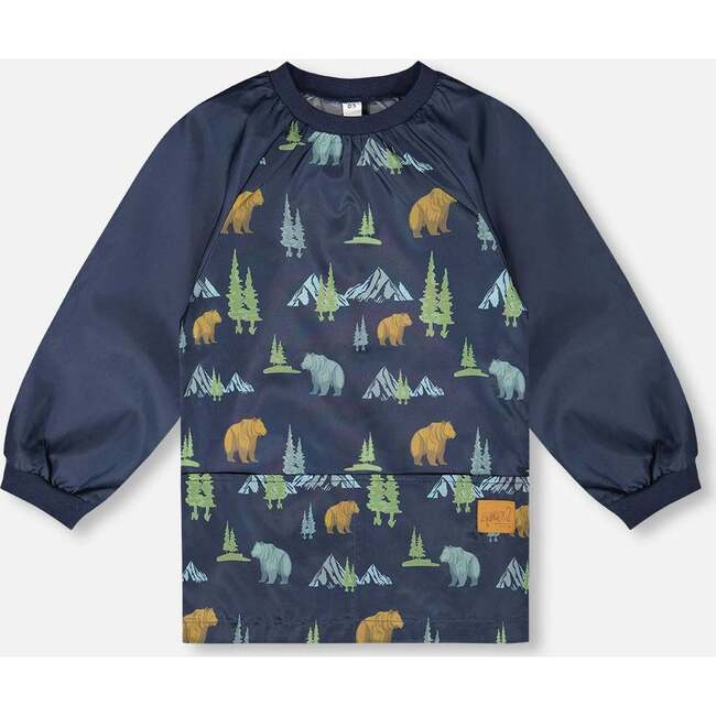 School Apron, Navy Animal Print