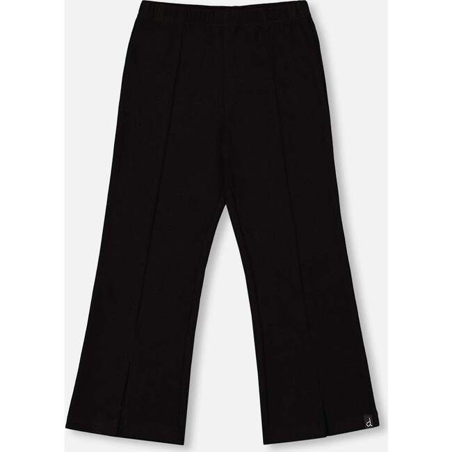 Ribbed Leggings Bootleg with Slit, Black