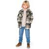 Sherpa Long Sleeve Zip Front Overshirt Sage and Beige Plaid, Sage & Beige Plaid - Jackets - 3