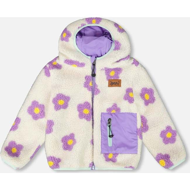 Reversible Mid-Season Sherpa Jacket Flower, Lavender