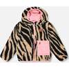 Reversible Mid-Season Sherpa Jacket Zebra, Pink - Fleece & Sherpa Jackets - 1 - thumbnail