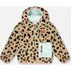 Reversible Mid-Season Sherpa Jacket Leopard, Mint Green - Fleece & Sherpa Jackets - 1 - thumbnail