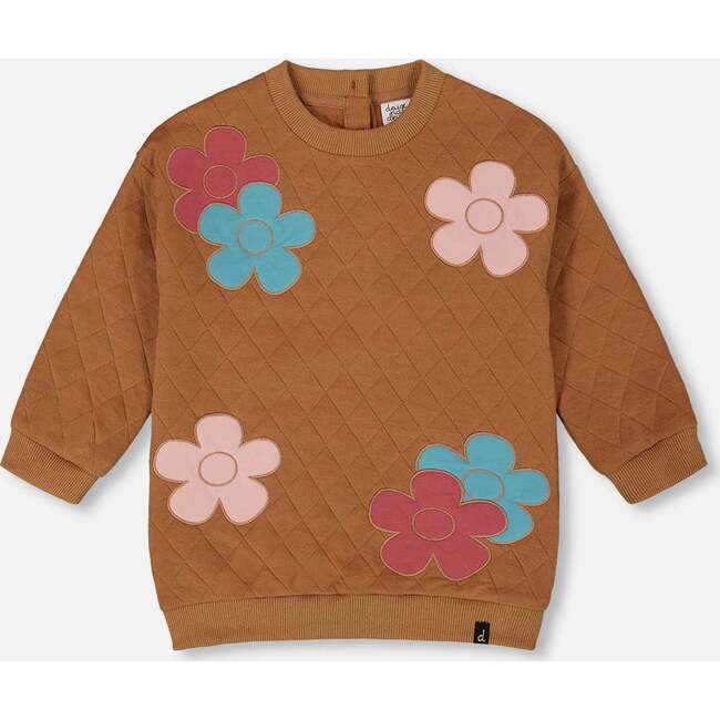 Quilted Tunic with Flowers, Mocha