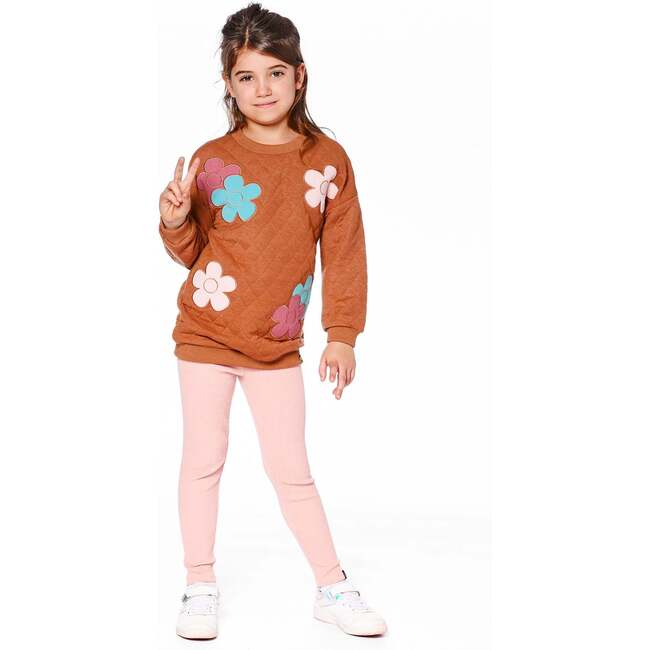 Quilted Tunic with Flowers, Mocha - Tank Tops - 2
