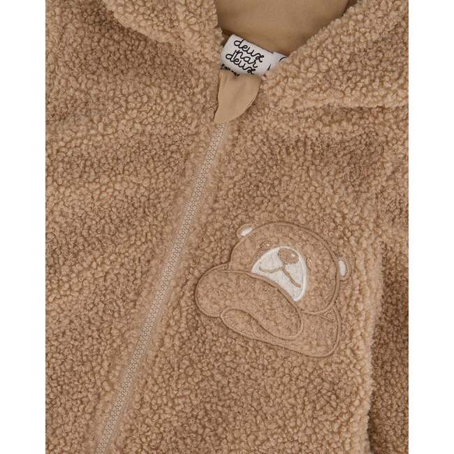 Sherpa Bear Hooded Zip Jacket, Brown - Jackets - 4