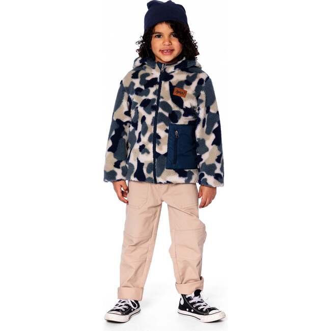 Reversible Mid-Season Sherpa Jacket Blue Camo, Navy Blue - Fleece & Sherpa Jackets - 2