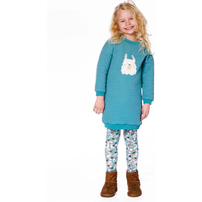 Quilted Tunic Dress, Turquoise Blue - Dresses - 2