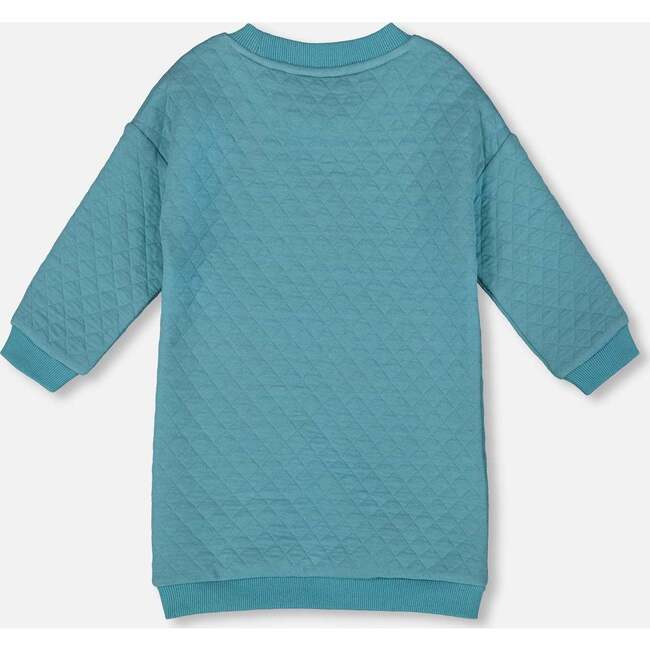 Quilted Tunic Dress, Turquoise Blue - Dresses - 3