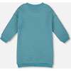 Quilted Tunic Dress, Turquoise Blue - Dresses - 3