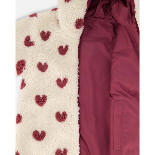 Reversible Mid-Season Sherpa Jacket Burgundy Heart, Purple Plum - Fleece & Sherpa Jackets - 3